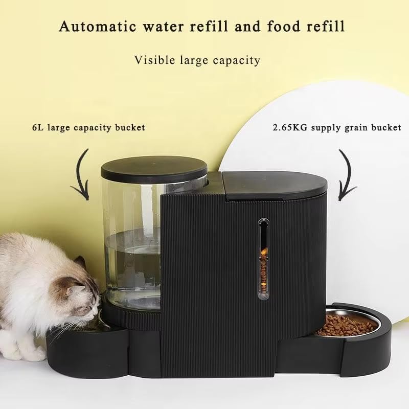 FO5 Smart 6L Automatic Pet Feeder with Camera, Cat & Dog Food Dispenser, ABS + Stainless Steel Bowl, Dual Power Supply