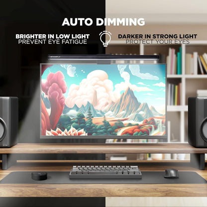 MetaDisplay Monitor Light Bar with Remote, Fit for Curved Monitors/Camera Base, Eye-Care Computer Monitor Lamp, Auto-Dimming Dimmable Screen Light Bar, No Glare Work Office Gaming Desk Lamps