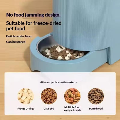 FO5 Smart 6L Automatic Pet Feeder with Camera, Cat & Dog Food Dispenser, ABS + Stainless Steel Bowl, Dual Power Supply