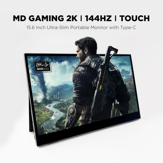 MetaDisplay Touch Portable Monitor MD Gaming 2K 144Hz 15.6" Portable Gaming Monitor for Laptop 2560x1440P QHD IPS Ultra Slim Monitor External Screen